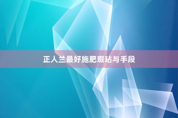 正人兰最好施肥瑕玷与手段